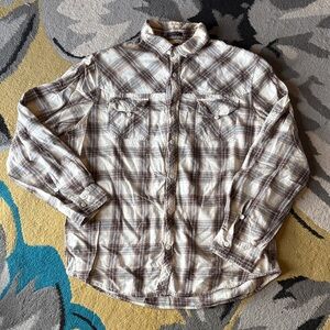 Helix Brown and White Plaid Casual Shirt